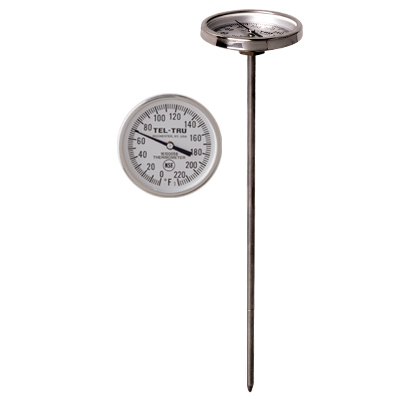 Tel-Tru BQ300 Barbecue Thermometer, 3 inch Black dial with Zones, 4 inch  stem, 100/500 Degrees F