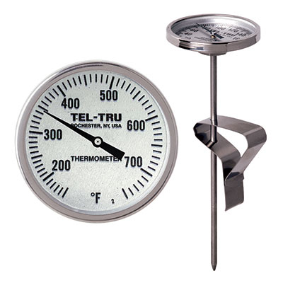 Tel-TruⓇ BQ225 Patio Grill Gas & Charcoal Replacement Thermometer 2 Face  2.5 Stem 1/4-20 700F