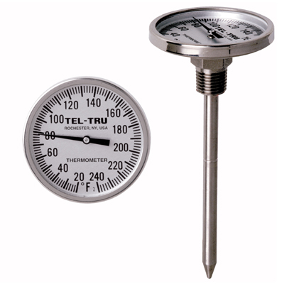 2 Dial Thermometer, 0 – 250º Scale, 6 Stem, 1/4 NPT